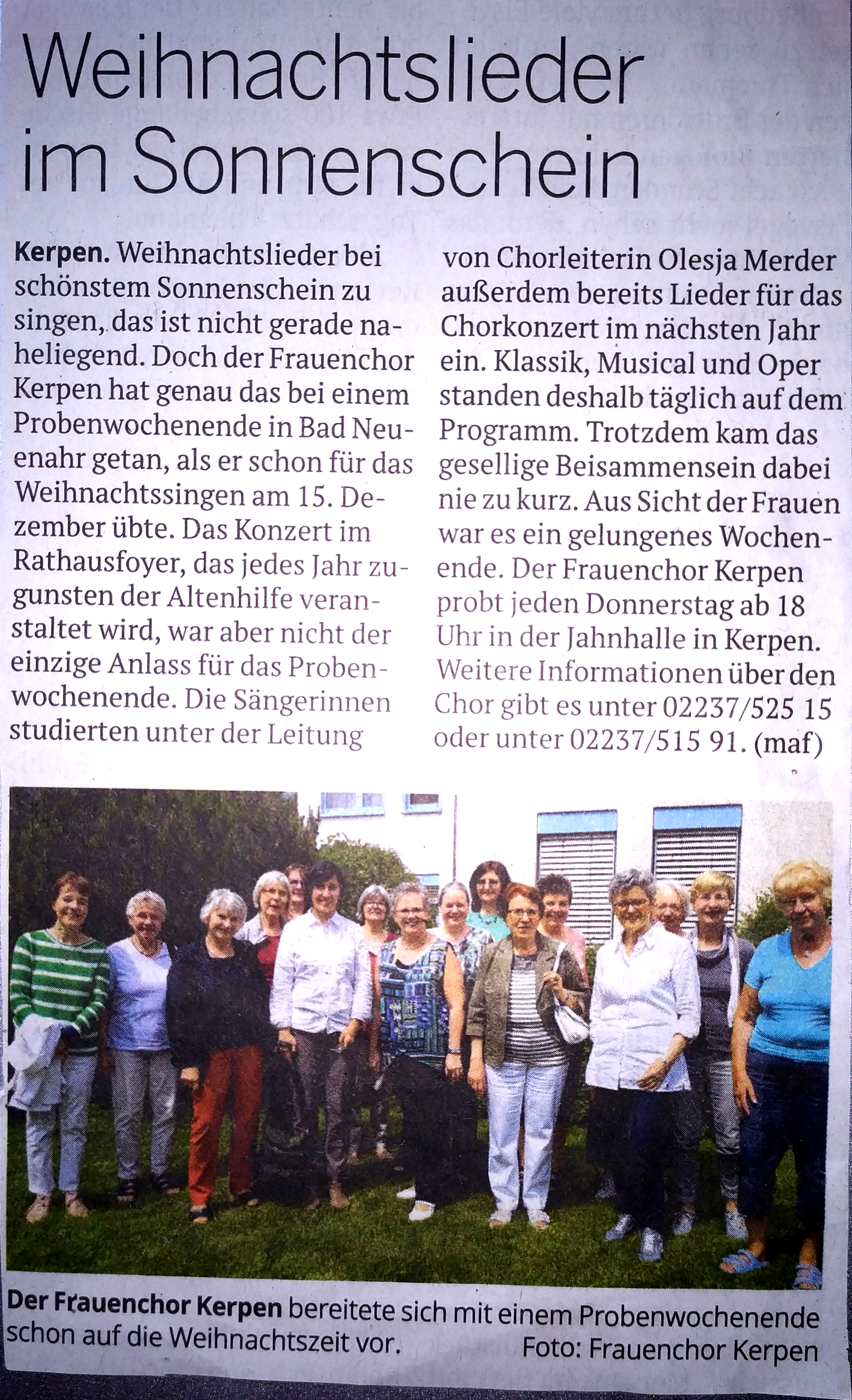 Pressebericht Probewochenende 2018