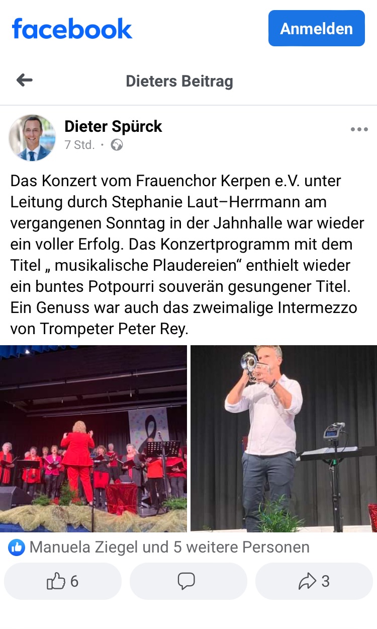 Eintrag von Dieter Spürck auf Facebook