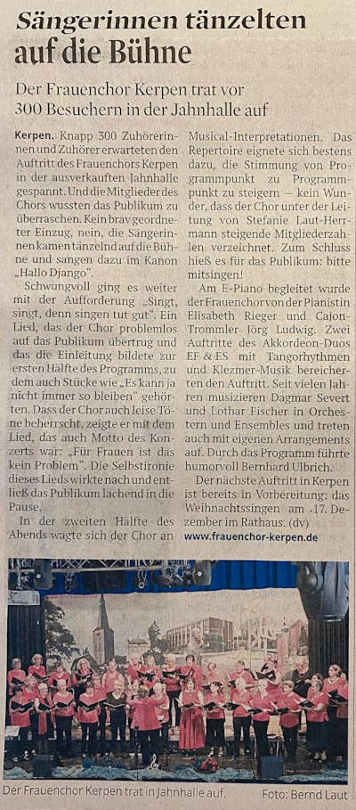 Pressebericht Kölner Stadtanzeiger zum Konzert
