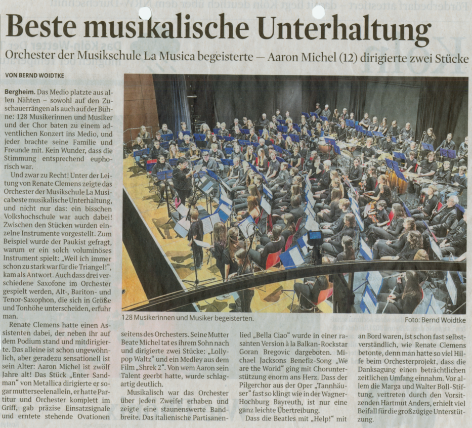 Pressebericht Konzert LaMusica im Medio Bergheim