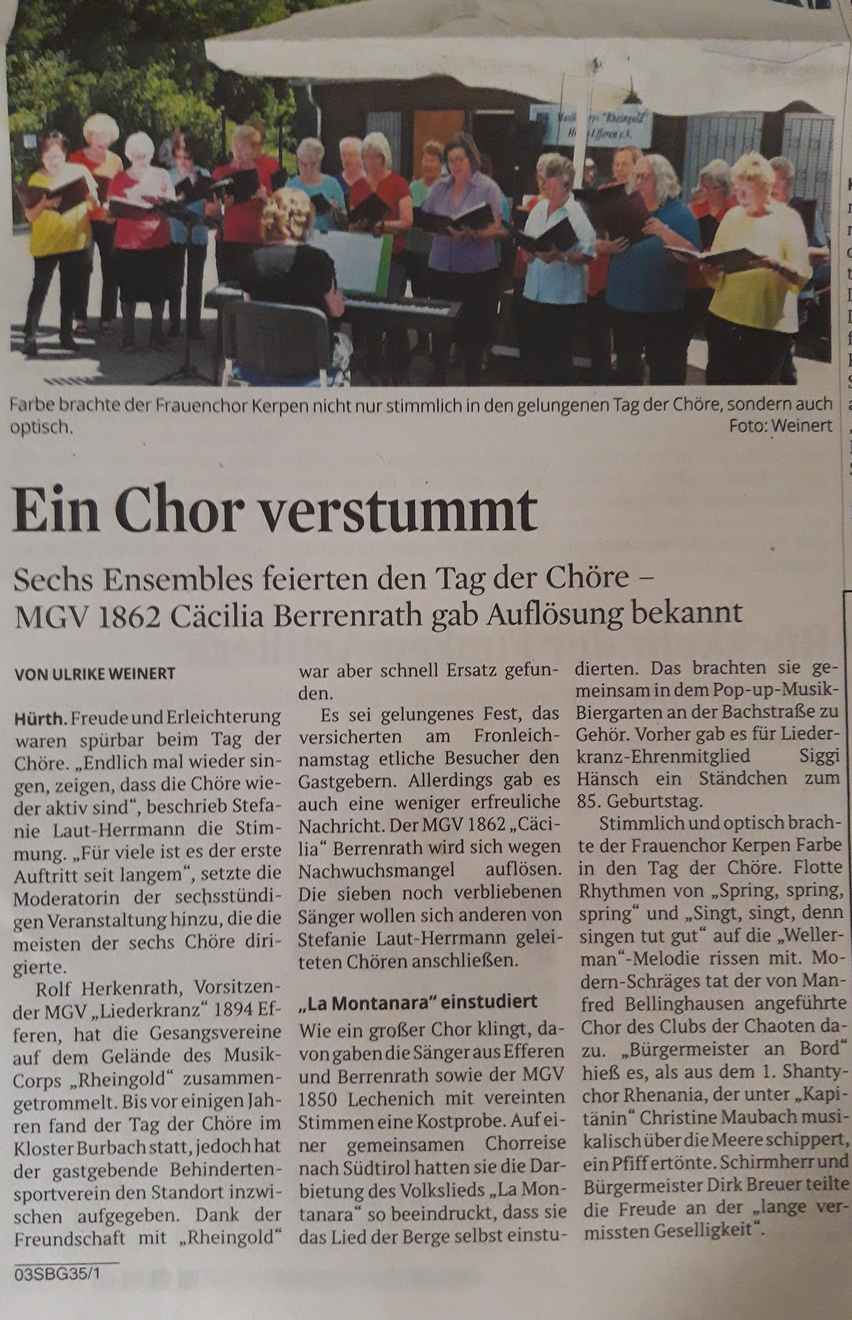 Pressebericht Tag der Chöre 2022 in Efferen